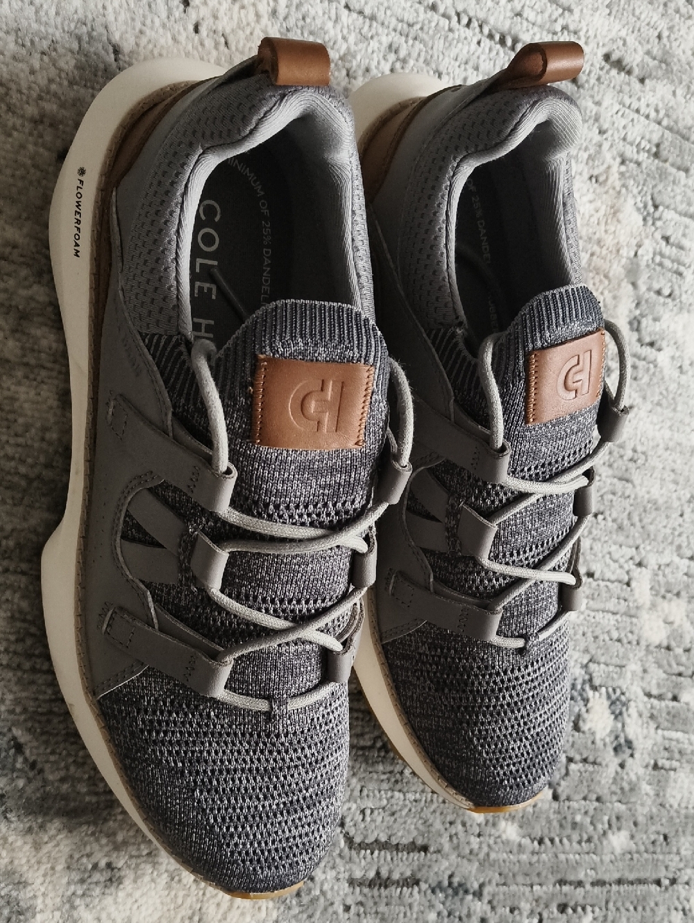 Cole Haan Men’s Gray Knit Trainer with Brown Leather Accents